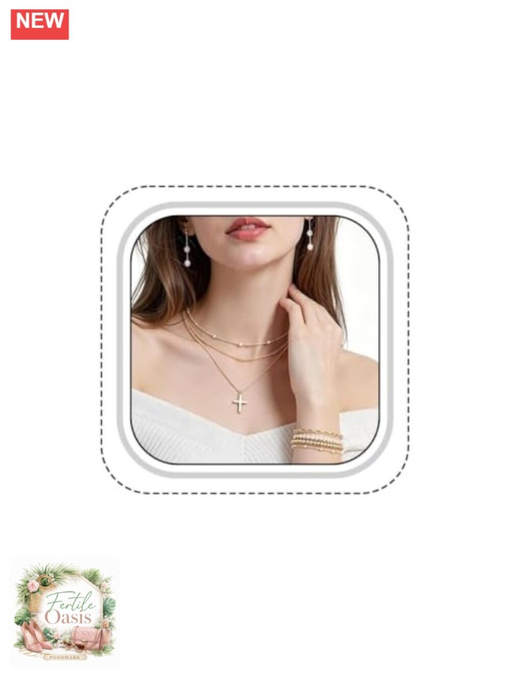 Layered Pearl Choker Necklace and Drop Earrings Set, Gold Jewelry Set for